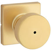 Kwikset Pismo Privacy Door Knob Set with Square Rose Satin Brass