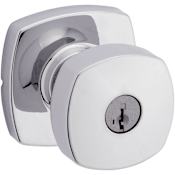 Kwikset Arroyo Single Cylinder Keyed Entry Door Knob Set with Square Rose and SmartKey Technology Polished Chrome