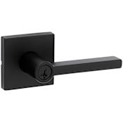 Kwikset Halifax Single Cylinder Keyed Entry Door Lever Set with Square Rose and SmartKey Matte Black