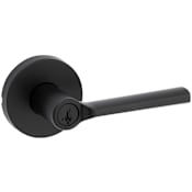 Kwikset Lisbon Single Cylinder Keyed Entry Door Lever Set with Round Rose and SmartKey Matte Black