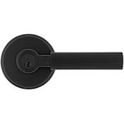 Kwikset Mirada Single Cylinder Keyed Entry Door Lever Set with Round Rose Matte Black