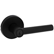 Kwikset Milan Single Cylinder Keyed Entry Door Lever Set with Round Rose and SmartKey Matte Black