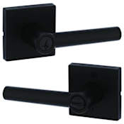 Kwikset Milan Single Cylinder Keyed Entry Door Lever Set with Square Rose and SmartKey Matte Black