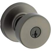 Kwikset Pismo Single Cylinder Keyed Entry Door Knob Set with Round Rose and SmartKey Gun Metal