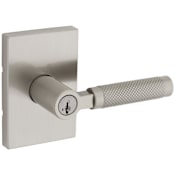 Kwikset Prava Single Cylinder Keyed Entry Lever Set with Knurled Handle and Rectangle Rose Featuring SmartKey Satin Nickel
