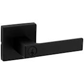 Kwikset Singapore Single Cylinder Keyed Entry Door Lever Set with Square Rose and SmartKey Matte Black