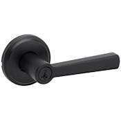 Kwikset Trafford Single Cylinder Keyed Entry Door Lever Set with Round Rose and SmartKey Matte Black