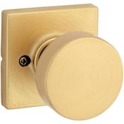 Kwikset Pismo Non-Turning One-Sided Dummy Door Knob with Square Rose Satin Brass