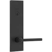 Kwikset Halifax Single Cylinder Keyed Entry Door Lever Set with Rectangle Rose Matte Black