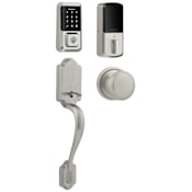 Kwikset 939 Halo Electronic Touchscreen WiFi Enabled Deadbolt with Arlington Handleset and Hancock Interior Knob Combo Pack with SmartKey Satin Nickel