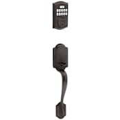 Kwikset Arlington Left Handed Sectional Electronic Keyless Entry Handleset with Tustin Interior Lever and SmartKey Venetian Bronze