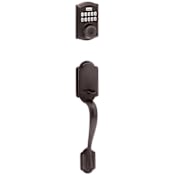 Kwikset Arlington Left Handed Sectional Electronic Keyless Entry Handleset with Tustin Interior Lever and SmartKey Venetian Bronze