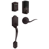 Kwikset 959 Halo Right Handed Traditional Electronic WiFi Enabled Deadbolt with Arlington Handleset and Tustin Interior Lever Combo Pack with SmartKey Venetian Bronze