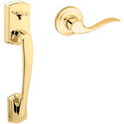 Kwikset Prescott Left Handed Lower Half Handleset with Tustin Interior Lever - Less Deadbolt Polished Brass