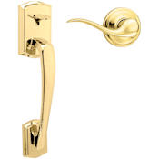 Kwikset Prescott Right Handed Lower Half Handleset with Tustin Interior Lever - Less Deadbolt Polished Brass