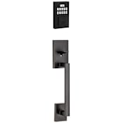 Kwikset San Clemente Sectional Electronic Keyless Entry Handleset with Halifax Interior Lever and SmartKey Matte Black