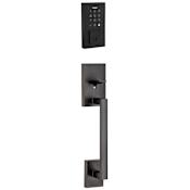 Kwikset San Clemente Sectional Electronic Keyless Entry Handleset with Halifax Interior Lever and SmartKey Matte Black
