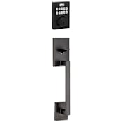 Kwikset San Clemente Sectional Electronic Keyless Entry Handleset with Halifax Interior Lever and SmartKey Matte Black