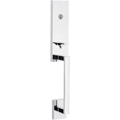 Kwikset Vancouver Single Cylinder Keyed Entry One Piece Exterior Handleset with SmartKey Technology Bright Chrome