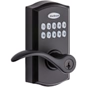 Kwikset SmartCode Pembroke Single Cylinder Keyless Entry Electronic Keypad Door Lever Set with SmartKey Technology Matte Black