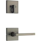 Kwikset Halifax Lever Keyed Entry Handleset Interior Pack with Square Rose Gun Metal