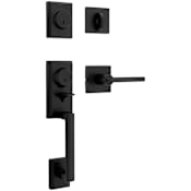 Kwikset Peralta Sectional Keyed Entry Handleset with Halifax Interior Lever Matte Black