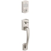 Kwikset Prescott Sectional Electronic Keyless Entry Handleset with Tustin Interior Lever and SmartKey Satin Nickel
