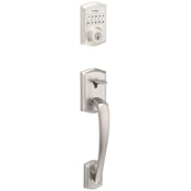 Kwikset Prescott Sectional Electronic Keyless Entry Handleset with Tustin Interior Lever and SmartKey Satin Nickel