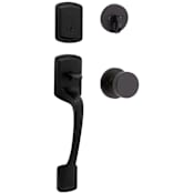 Kwikset Prague Clear Pack Sectional Single Cylinder Keyed Entry Handleset with Pismo Interior Knob and SmartKey Matte Black