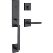 Kwikset Vancouver Single Cylinder Keyed Entry One Piece Handleset with Halifax Interior Lever and SmartKey Technology Matte Black