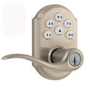 Kwikset Tustin Electronic Keyless Keypad Door Lever Set with Z-Wave Technology and SmartKey Satin Nickel