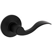 Kwikset Layton Passage Door Lever Set with Round Rose from the Safe Lock Collection Matte Black