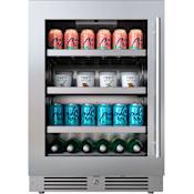 Landmark 24 Inch Wide 154 Can Capacity Beverage Cooler with Alternating (Blue, White, Amber) LED lighting, Door Alarm, Touch Control Panel and Lockable Left Hinged Door Stainless Steel