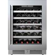 Landmark  24 Inch Wide 45 Bottle Capacity Single Zone Wine Cooler with Alternating (Blue, White, Amber) LED lighting, Door Alarm, Touch Control Panel and Lockable Right Hinged Door Stainless Steel