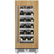 Landmark 15 Inch Wide 23 Bottle Capacity Single Zone Wine Cooler with Alternating (Blue, White, Amber) LED lighting, Door Alarm, Touch Control Panel and Lockable Right Hinged Door Panel Ready