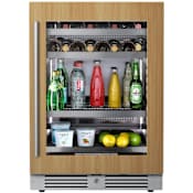 Landmark 24 Inch Wide Single Zone Wine and Beverage Cooler with Alternating (Blue, White, Amber) LED lighting, Door Alarm, Touch Control Panel and Lockable Right Hinged Door Panel Ready