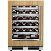 Landmark 24 Inch Wide 44 Bottle Capacity Single Zone Wine Cooler with Alternating (Blue, White, Amber) LED lighting, Door Alarm, Touch Control Panel and Lockable Left Hinged Door Panel Ready