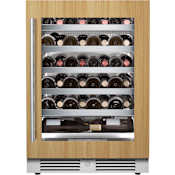 Landmark 24 Inch Wide 44 Bottle Capacity Single Zone Wine Cooler with Alternating (Blue, White, Amber) LED lighting, Door Alarm, Touch Control Panel and Lockable Right Hinged Door Panel Ready