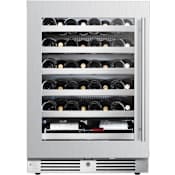Landmark 24 Inch Wide 44 Bottle Capacity Single Zone Wine Cooler with Alternating (Blue, White, Amber) LED lighting, Door Alarm, Touch Control Panel and Lockable Left Hinged Door Stainless Steel