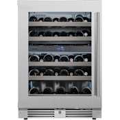 Landmark 24 Inch Wide 37 Bottle Dual Zone Wine Cooler with Alternating (Blue, White, Amber) LED lighting, Door Alarm, Touch Control Panel and Lockable Left Hinged Door Stainless Steel
