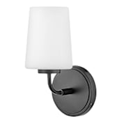Lark Kline 11" Tall Bathroom Sconce with Etched Opal Glass Black