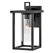 Lark Mateo 13" Tall Outdoor Wall Sconce with Clear Glass Shade Black