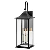 Lark Nolan 3 Light 26" Tall Outdoor Wall Sconce with Clear Glass Shade Black