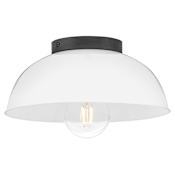 Lark Stu 1 Light 11" Wide Flush Mount Ceiling Fixture with Cased Opal Glass Shade Black