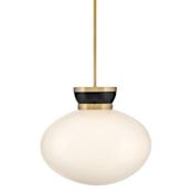 Lark Lucy 15" Wide Pendant with Cased Opal Glass Lacquered Brass / Black