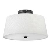 Lark Beale 2 Light 14" Wide Semi-Flush Ceiling Fixture with Linen Shade Black