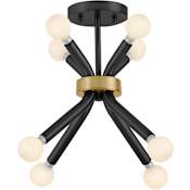 Lark Axton 8 Light 12-1/2" Wide Convertible Semi-Flush Ceiling Fixture Black / Lacquered Brass
