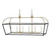 Lark Tate 6 Light 40" Wide Linear Chandelier Black / Lacquered Brass
