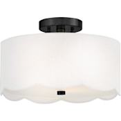 Lark Bliss 2 Light 14" Wide Semi-Flush Drum Ceiling Fixture with Linen Shade Black