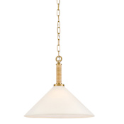 Lark Cove 1 Light16" Wide Pendant with Off-White Linen Shade Lacquered Brass